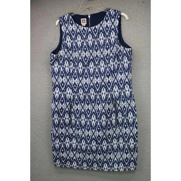 Anne Klein Sleeveless Shift Dress-Size 16-Zip Pockets-Office-Business - Picture 1 of 11